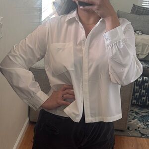 White with Rhinestones Women's Blouse